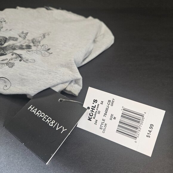 Harper & Ivy M Grey Long Sleeve T-Shirt with "Dark Angel" and graphics - Picture 2 of 8